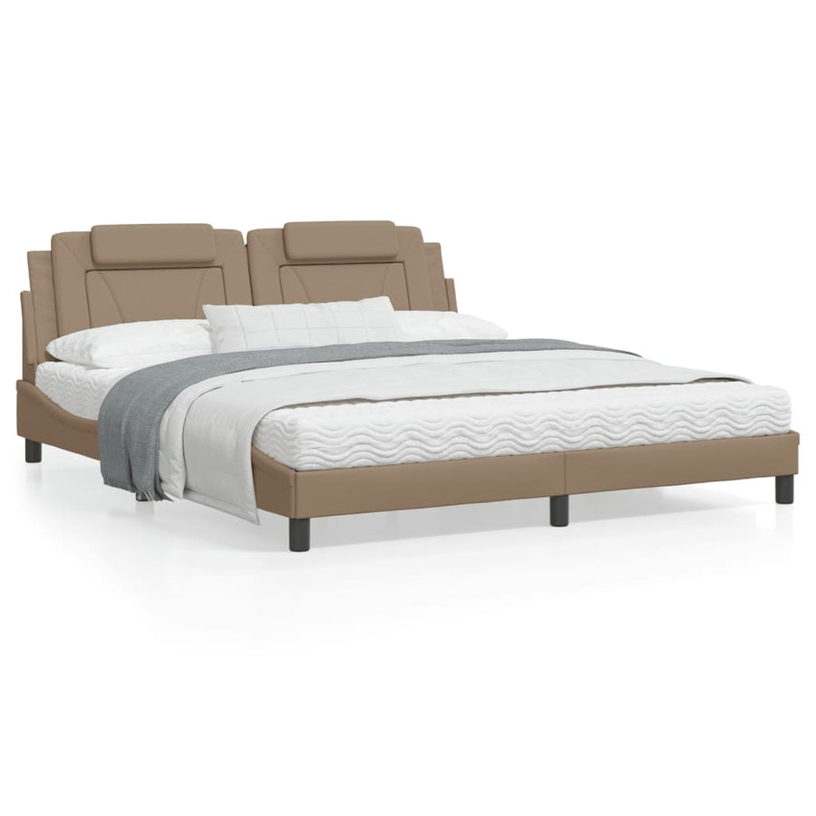 Bedframe met hoofdbord kunstleer cappuccinokleurig 180x200 cm