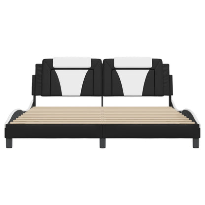 Bedframe met hoofdbord kunstleer zwart en wit 180x200 cm