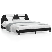 Bed frame "Viana" without mattress artificial leather black and white 180x200 cm