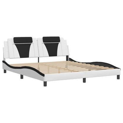 Bedframe met hoofdbord kunstleer wit en zwart 180x200 cm