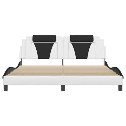 Bedframe met hoofdbord kunstleer wit en zwart 180x200 cm