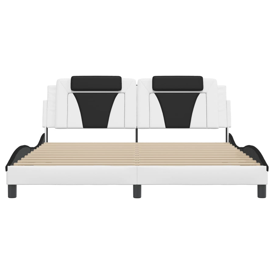 Bedframe met hoofdbord kunstleer wit en zwart 180x200 cm