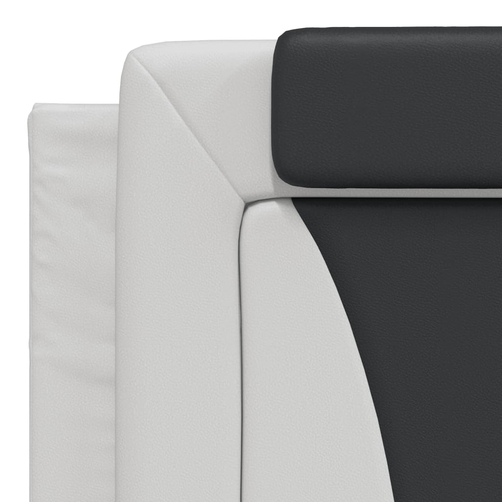 Bedframe met hoofdbord kunstleer wit en zwart 180x200 cm
