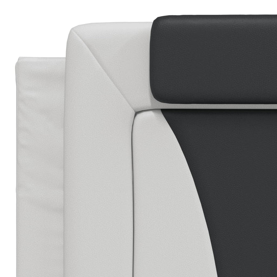 Bedframe met hoofdbord kunstleer wit en zwart 180x200 cm