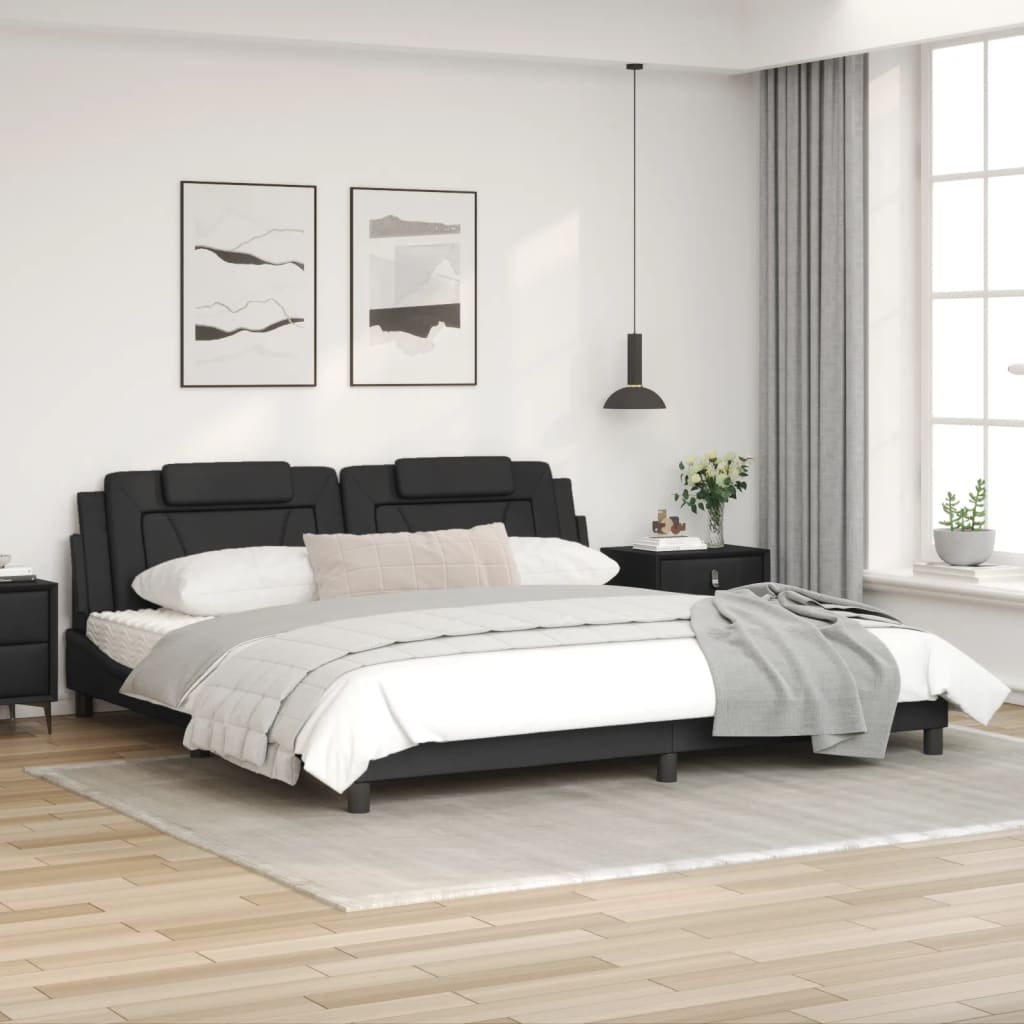 Bedframe Met Hoofdeinde Kunstleer Zwart 200X200 Cm