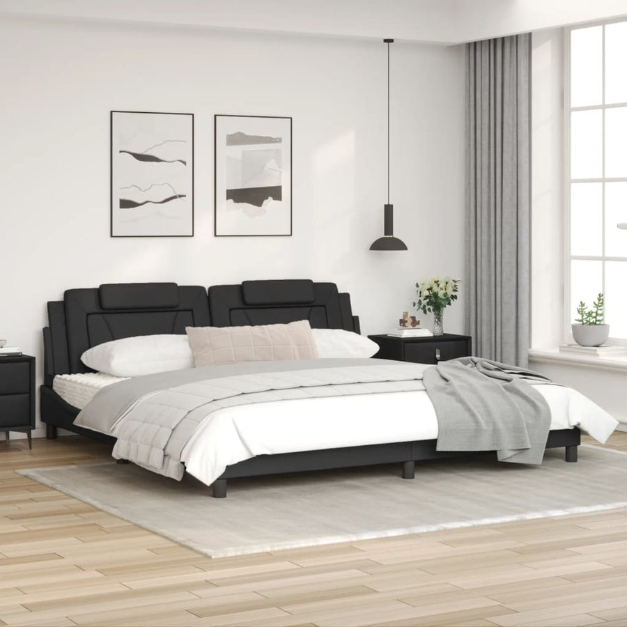 Bedframe Met Hoofdeinde Kunstleer Zwart 200X200 Cm