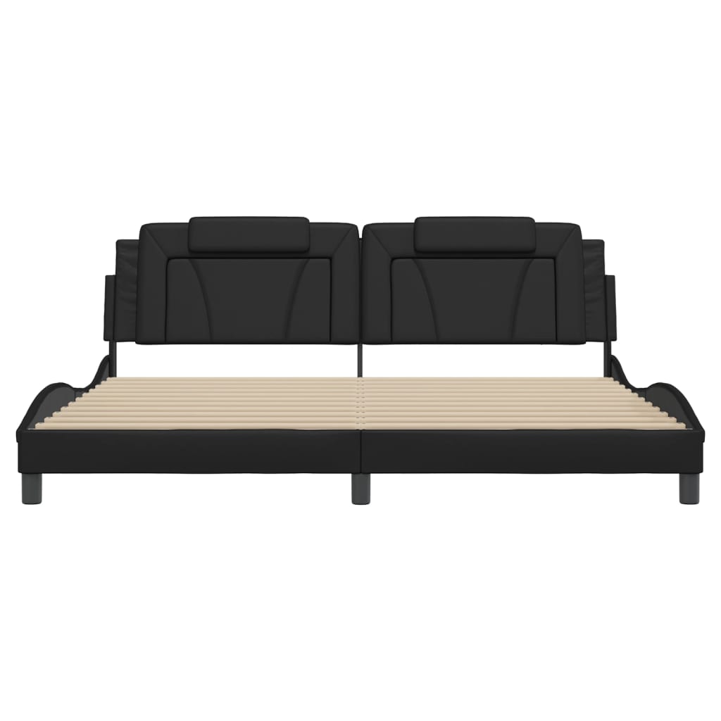 Bedframe Met Hoofdeinde Kunstleer Zwart 200X200 Cm