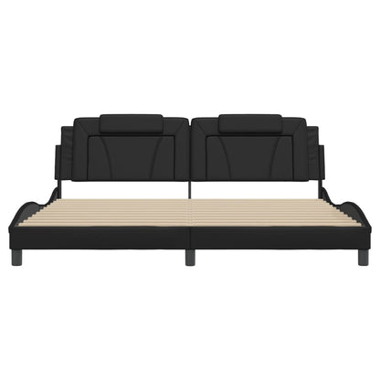 Bedframe Met Hoofdeinde Kunstleer Zwart 200X200 Cm