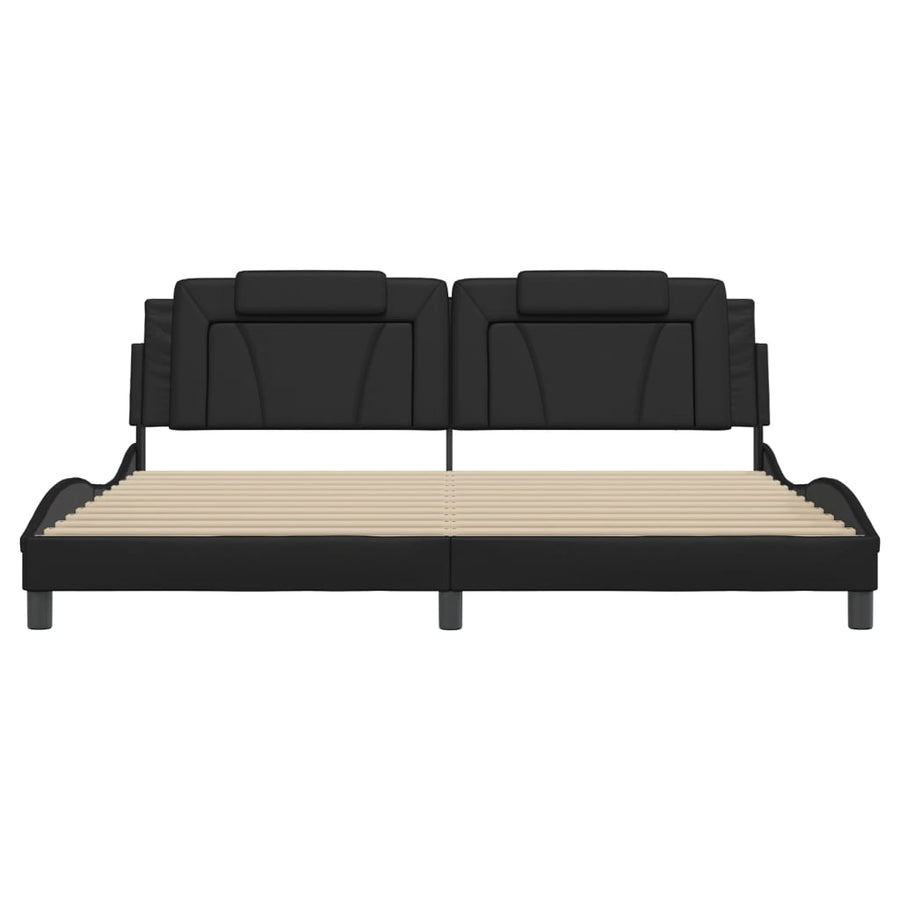 Bedframe Met Hoofdeinde Kunstleer Zwart 200X200 Cm