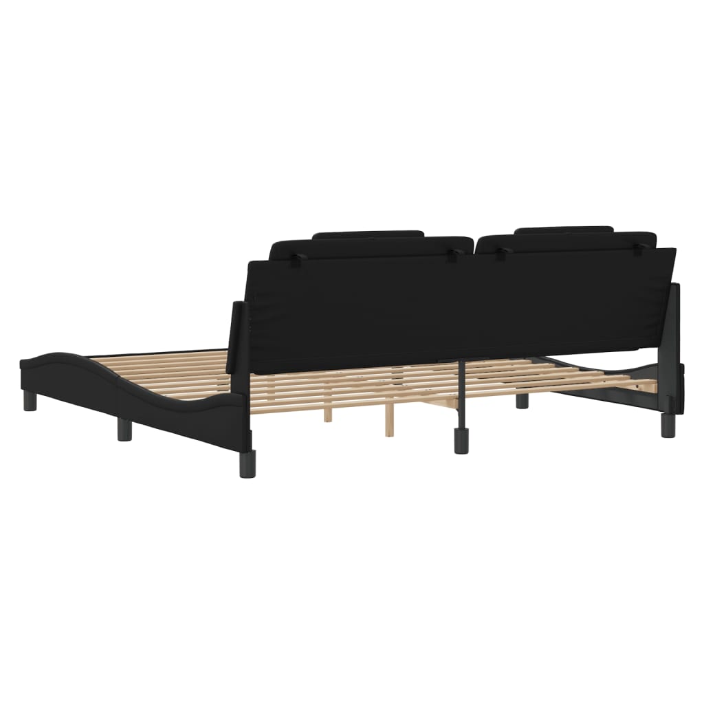 Bedframe Met Hoofdeinde Kunstleer Zwart 200X200 Cm