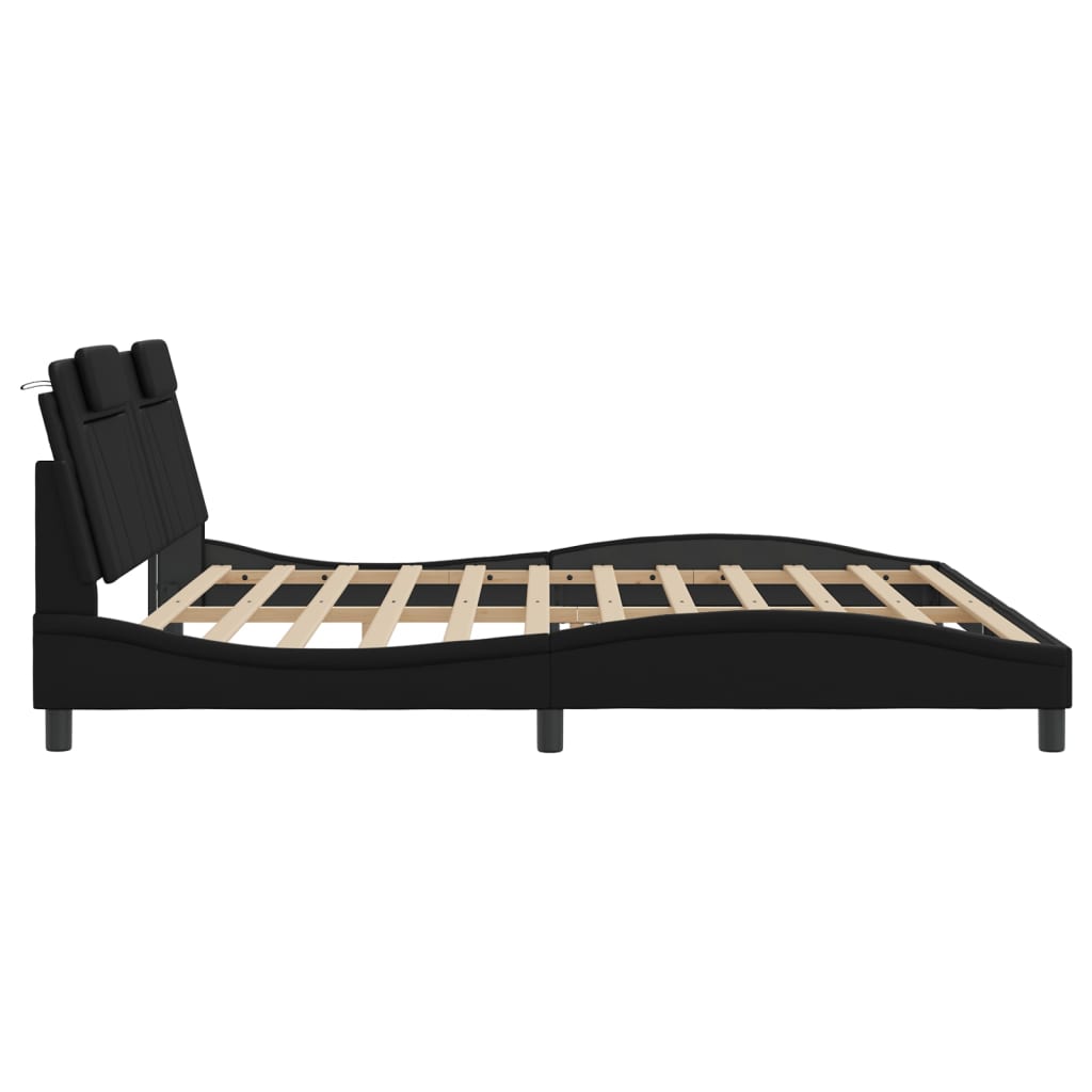 Bedframe Met Hoofdeinde Kunstleer Zwart 200X200 Cm