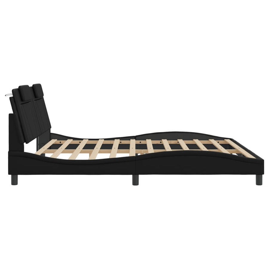 Bedframe Met Hoofdeinde Kunstleer Zwart 200X200 Cm