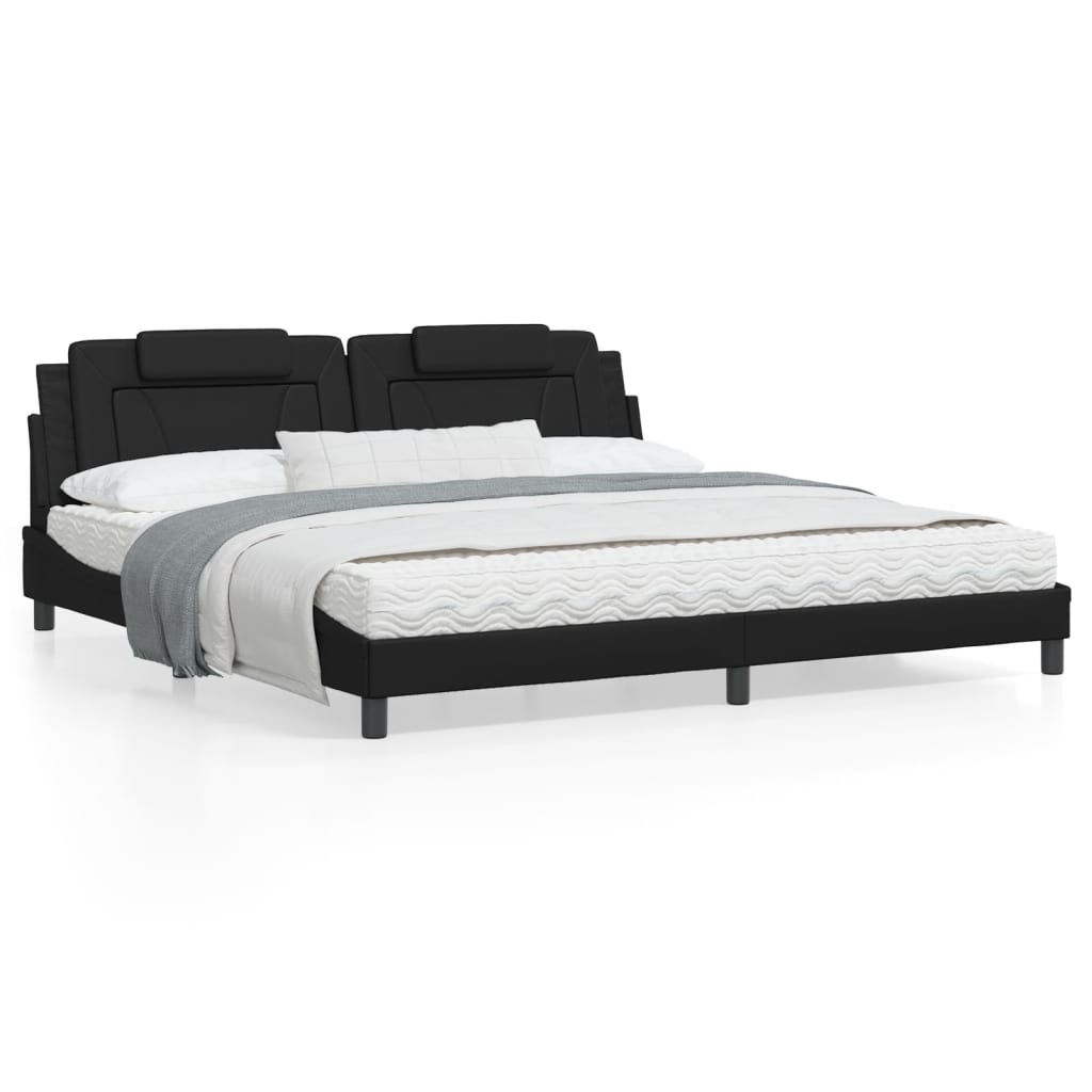 Bedframe Met Hoofdeinde Kunstleer Zwart 200X200 Cm