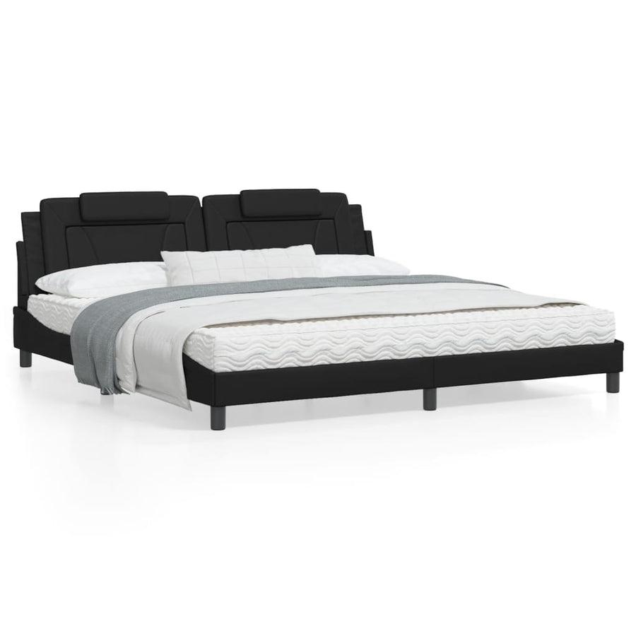 Bedframe Met Hoofdeinde Kunstleer Zwart 200X200 Cm