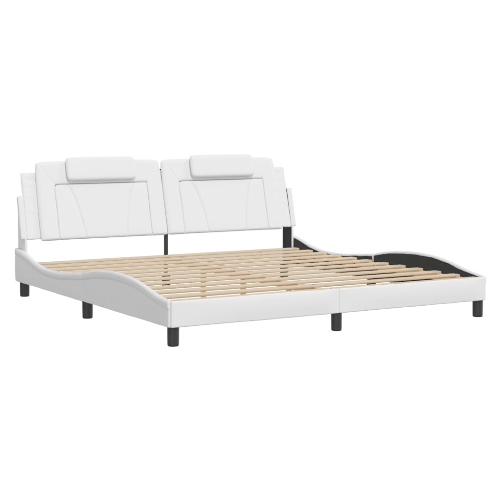 Bedframe Met Hoofdbord Kunstleer Wit 200X200 Cm