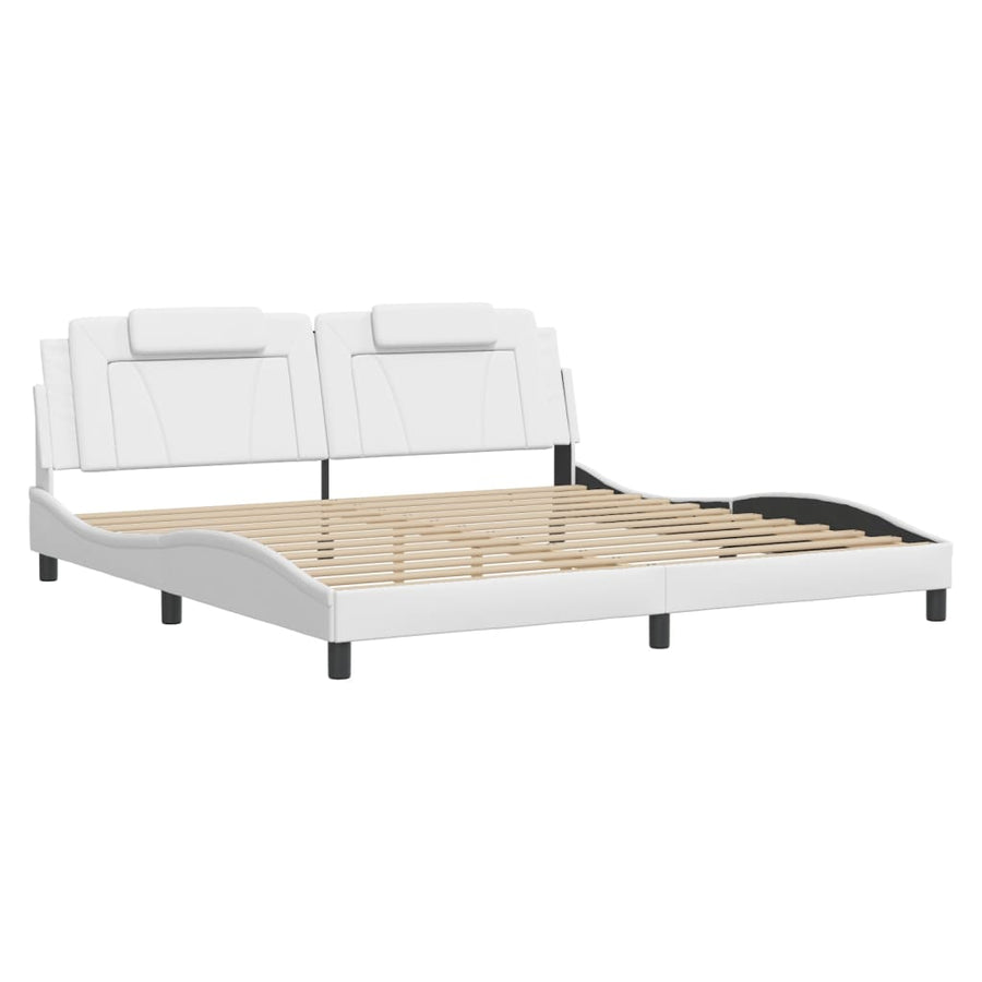 Bedframe Met Hoofdbord Kunstleer Wit 200X200 Cm