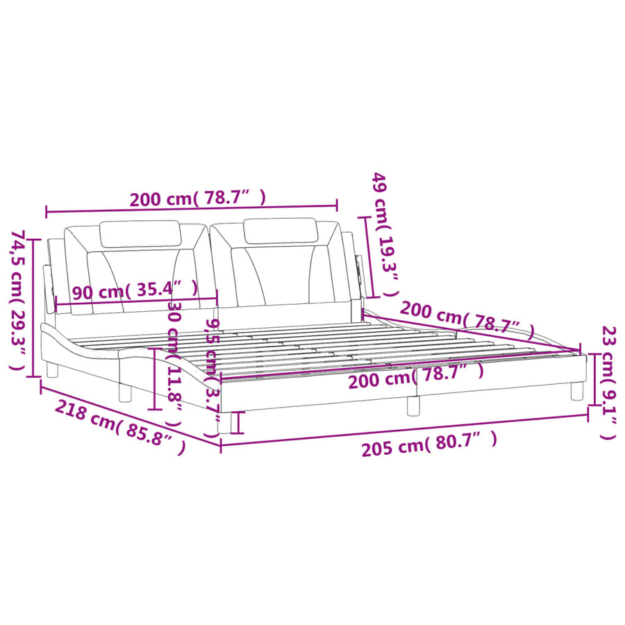 Bedframe Met Hoofdbord Kunstleer Wit 200X200 Cm