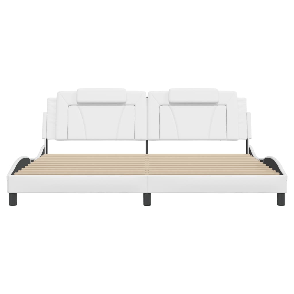 Bedframe Met Hoofdbord Kunstleer Wit 200X200 Cm