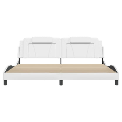 Bedframe Met Hoofdbord Kunstleer Wit 200X200 Cm