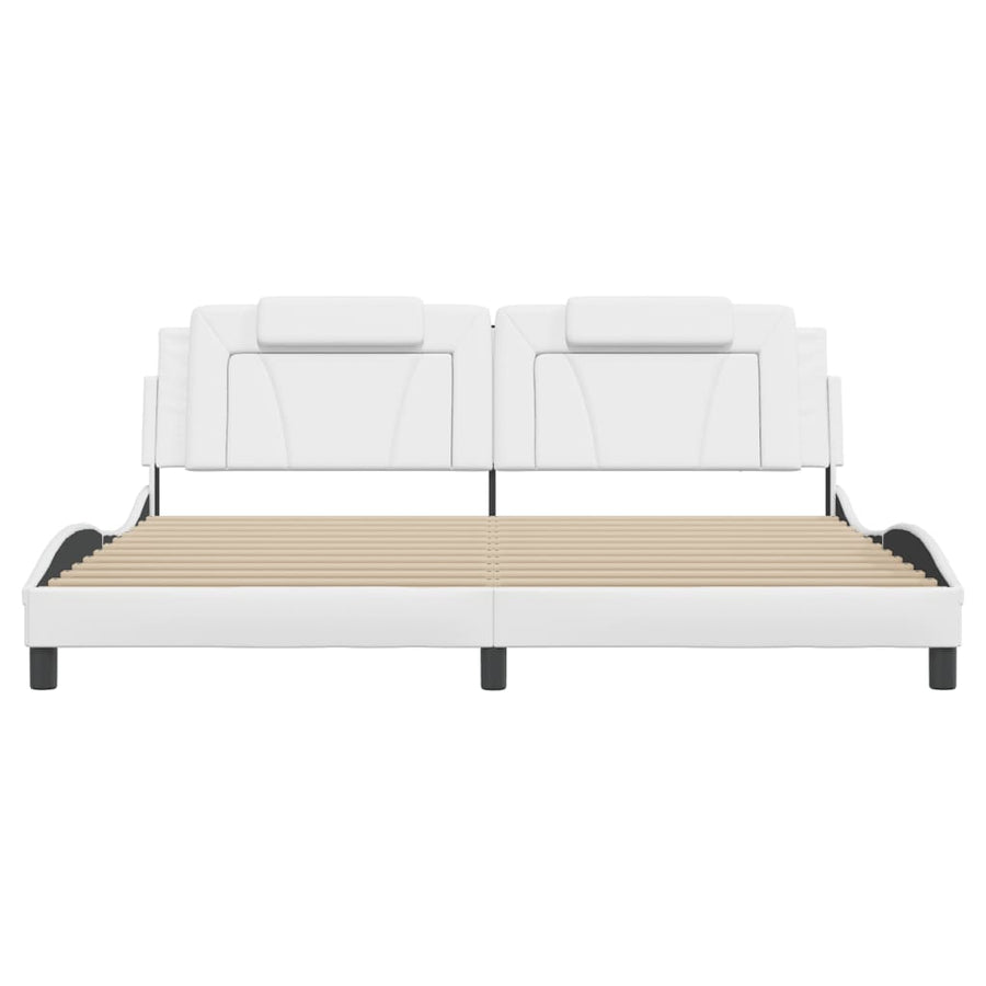 Bedframe Met Hoofdbord Kunstleer Wit 200X200 Cm