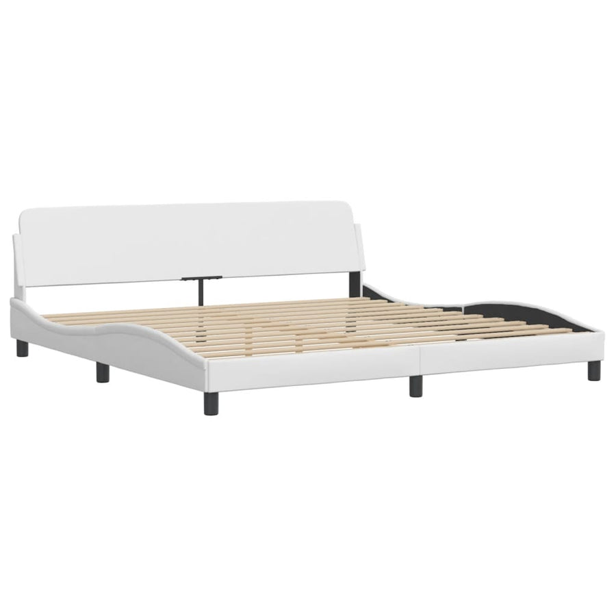 Bedframe Met Hoofdbord Kunstleer Wit 200X200 Cm