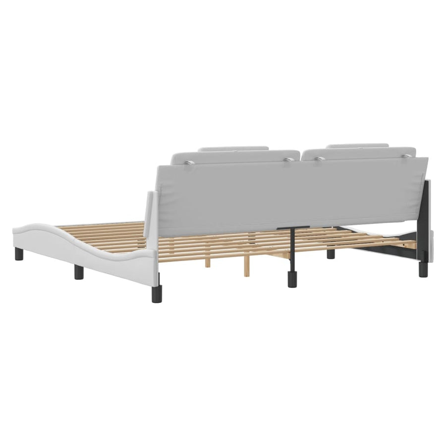 Bedframe Met Hoofdbord Kunstleer Wit 200X200 Cm