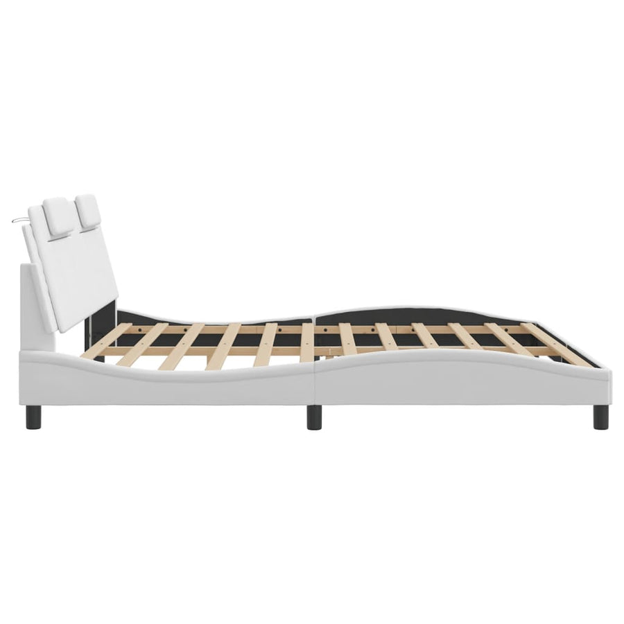 Bedframe Met Hoofdbord Kunstleer Wit 200X200 Cm
