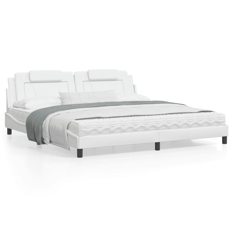 Bedframe Met Hoofdbord Kunstleer Wit 200X200 Cm