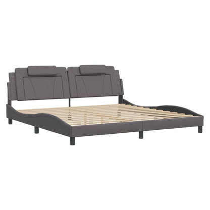 Bedframe Met Hoofdbord Kunstleer Grijs 200X200 Cm