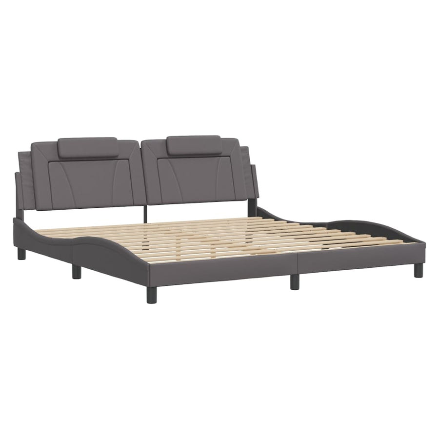 Bedframe Met Hoofdbord Kunstleer Grijs 200X200 Cm