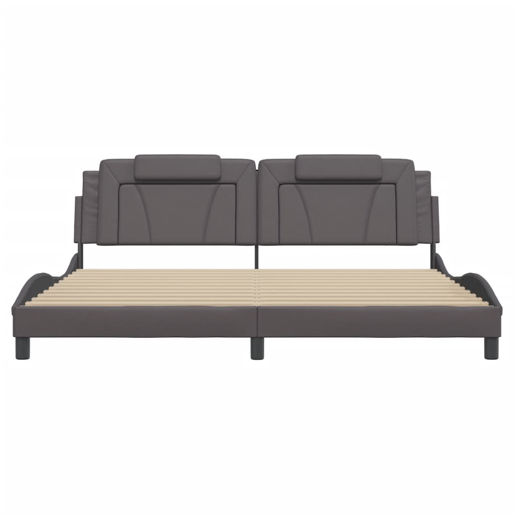 Bedframe Met Hoofdbord Kunstleer Grijs 200X200 Cm