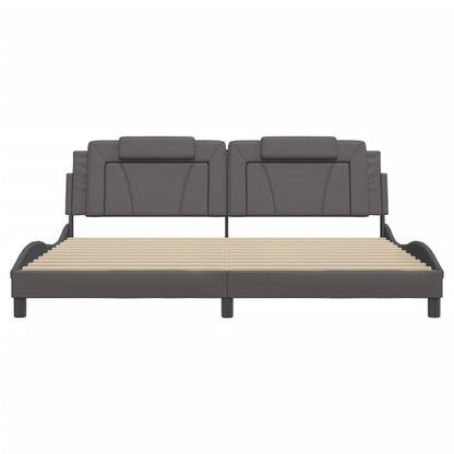 Bedframe Met Hoofdbord Kunstleer Grijs 200X200 Cm