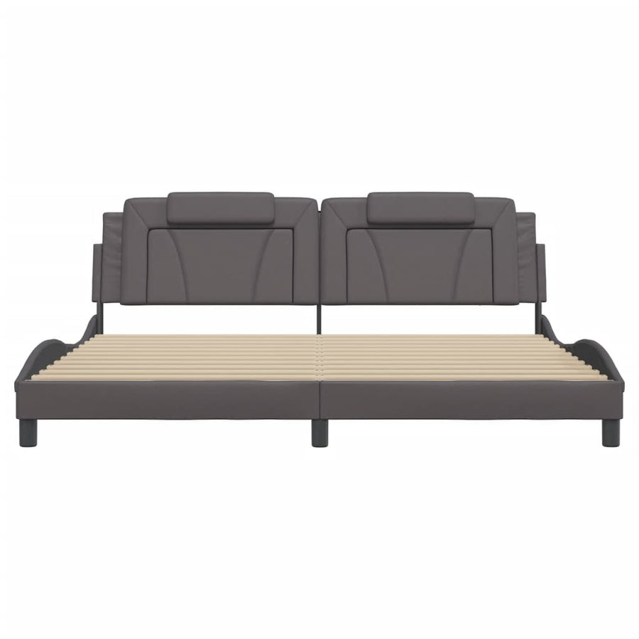 Bedframe Met Hoofdbord Kunstleer Grijs 200X200 Cm
