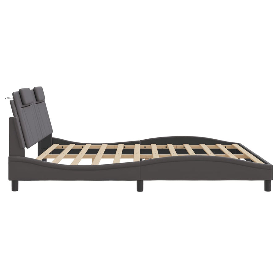 Bedframe Met Hoofdbord Kunstleer Grijs 200X200 Cm