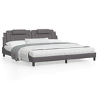 Bed frame "Viana" without mattress faux leather grey 200x200 cm