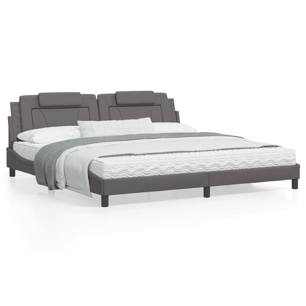 Bedframe Met Hoofdbord Kunstleer Grijs 200X200 Cm