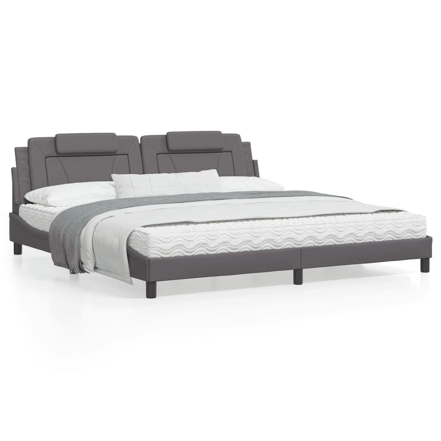 Bedframe Met Hoofdbord Kunstleer Grijs 200X200 Cm