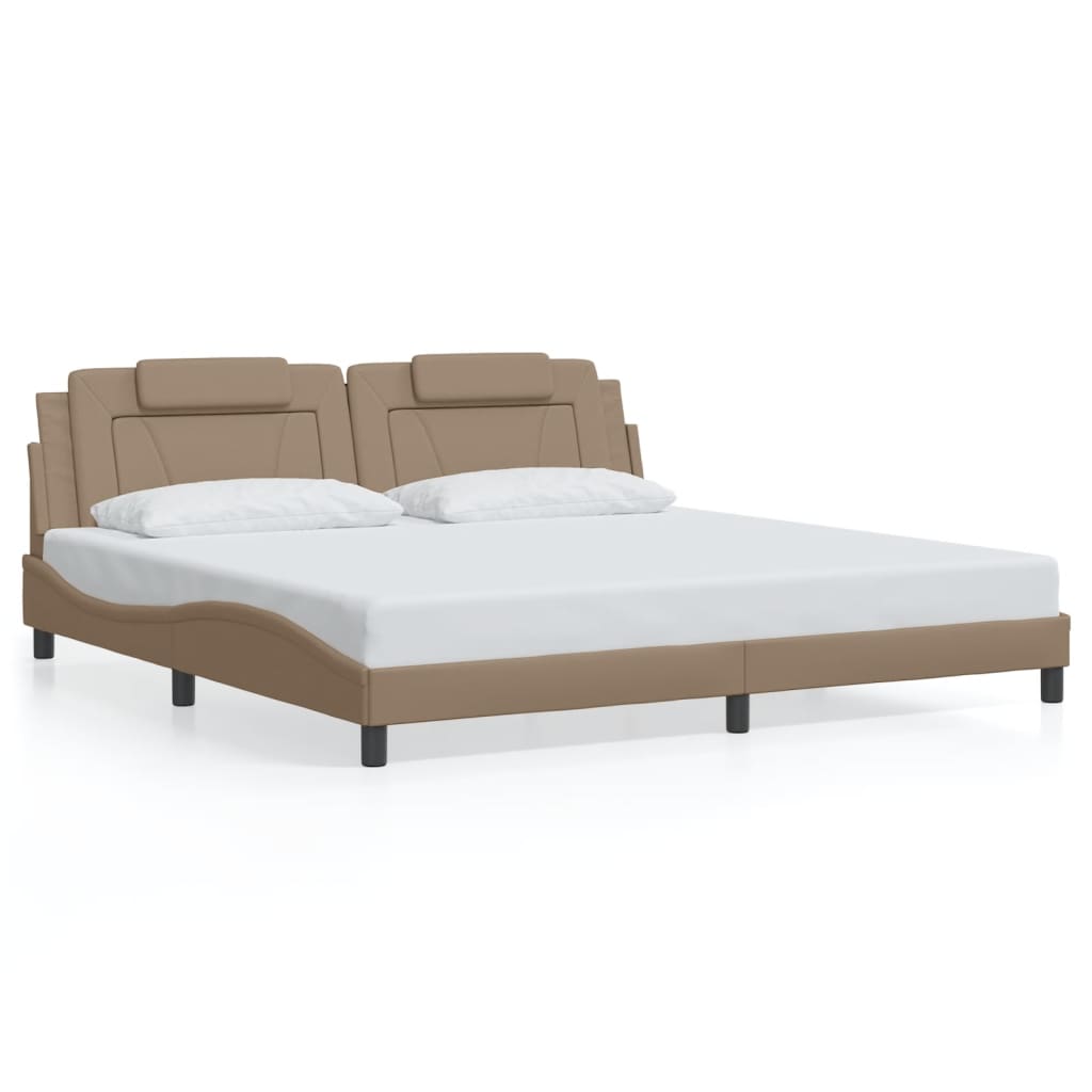 Bedframe "Viana" zonder matras kunstleer cappuccinokleurig 200x200 cm