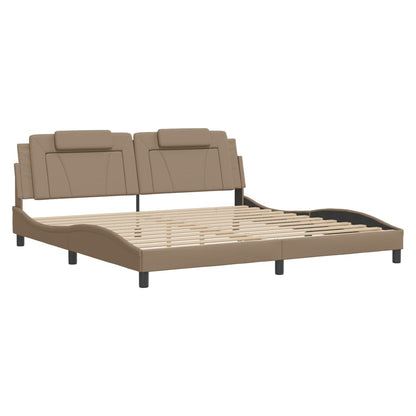 Bedframe "Viana" zonder matras kunstleer cappuccinokleurig 200x200 cm