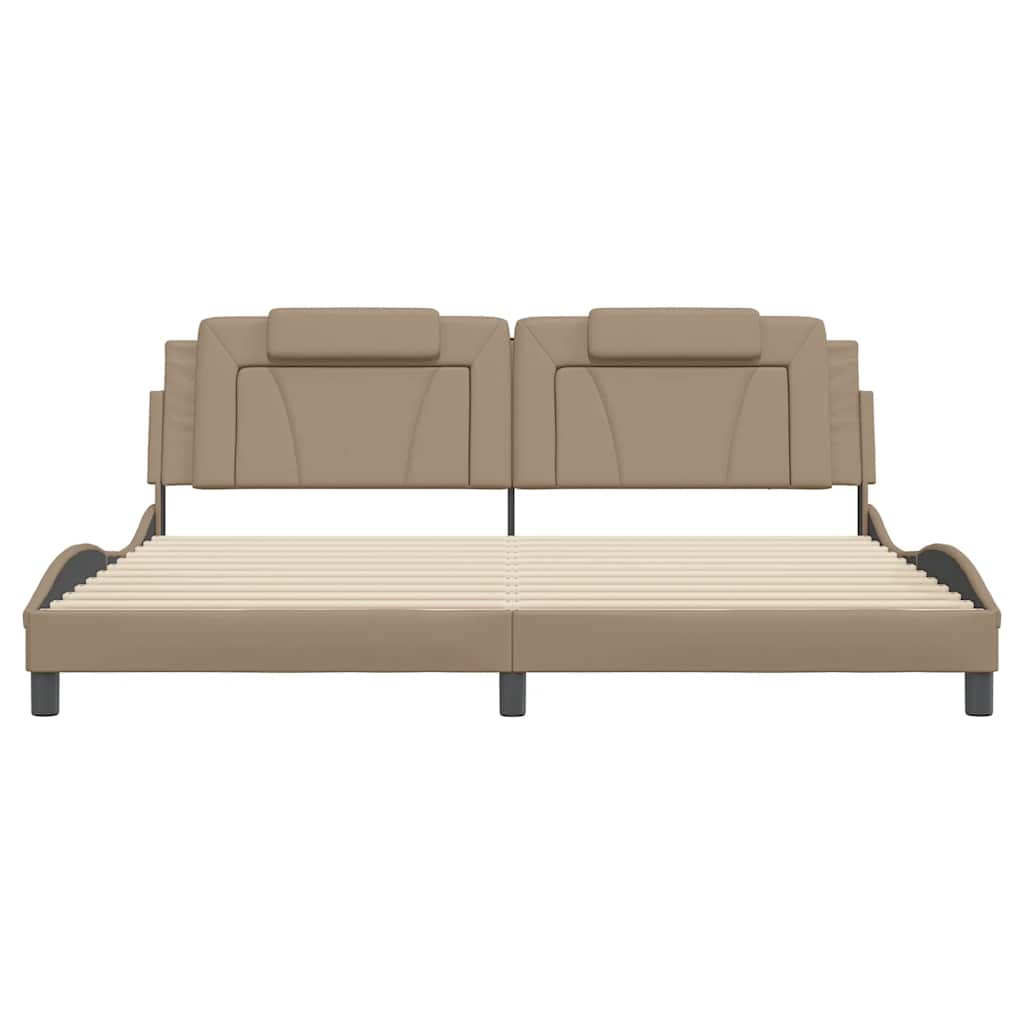 Bedframe "Viana" zonder matras kunstleer cappuccinokleurig 200x200 cm