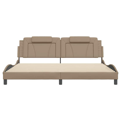 Bedframe "Viana" zonder matras kunstleer cappuccinokleurig 200x200 cm