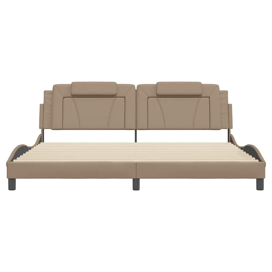 Bedframe "Viana" zonder matras kunstleer cappuccinokleurig 200x200 cm