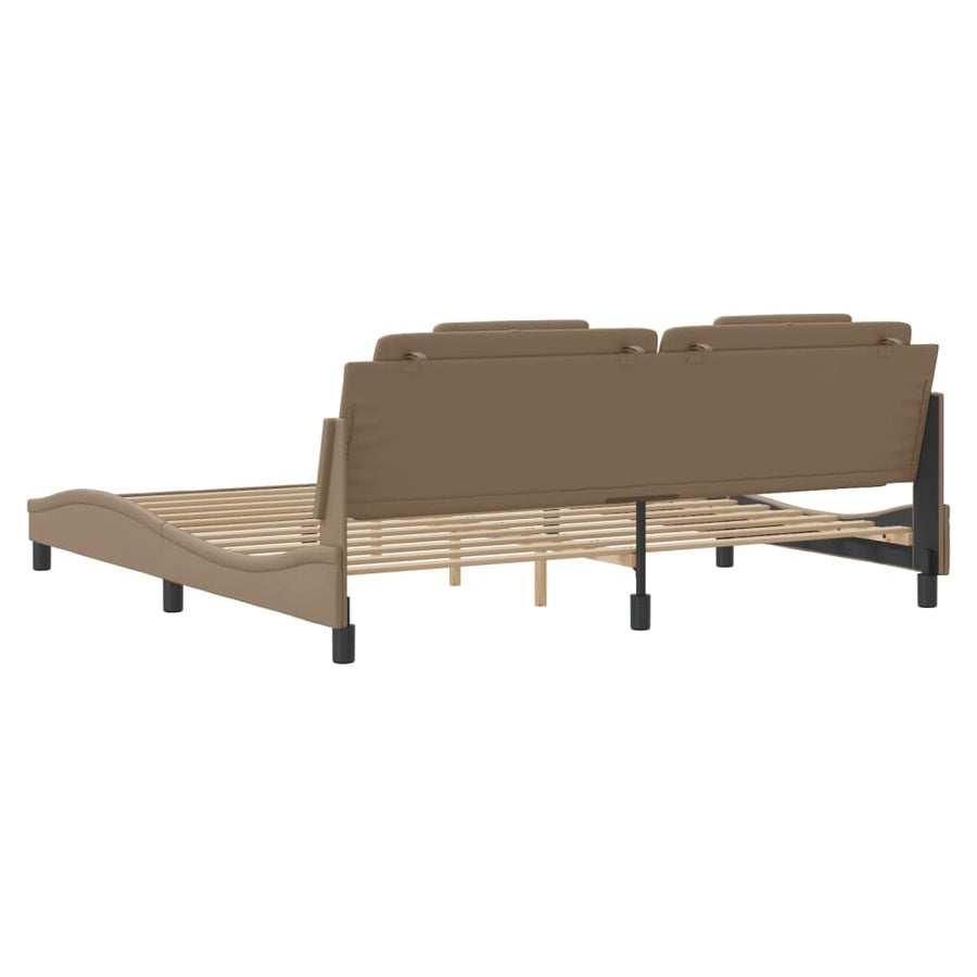 Bedframe "Viana" zonder matras kunstleer cappuccinokleurig 200x200 cm