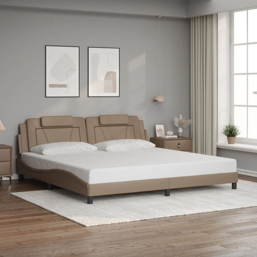 Bedframe "Viana" zonder matras kunstleer cappuccinokleurig 200x200 cm