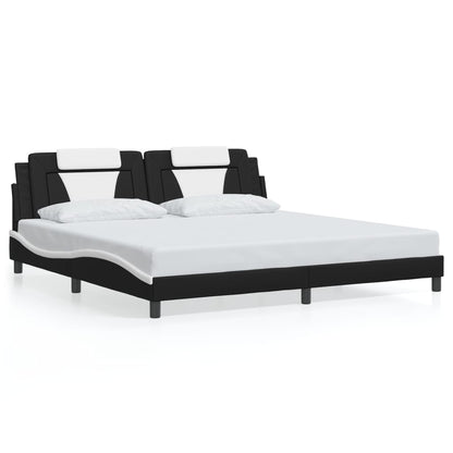 Bedframe Met Hoofdbord Kunstleer 200 x 200 cm Zwart en wit