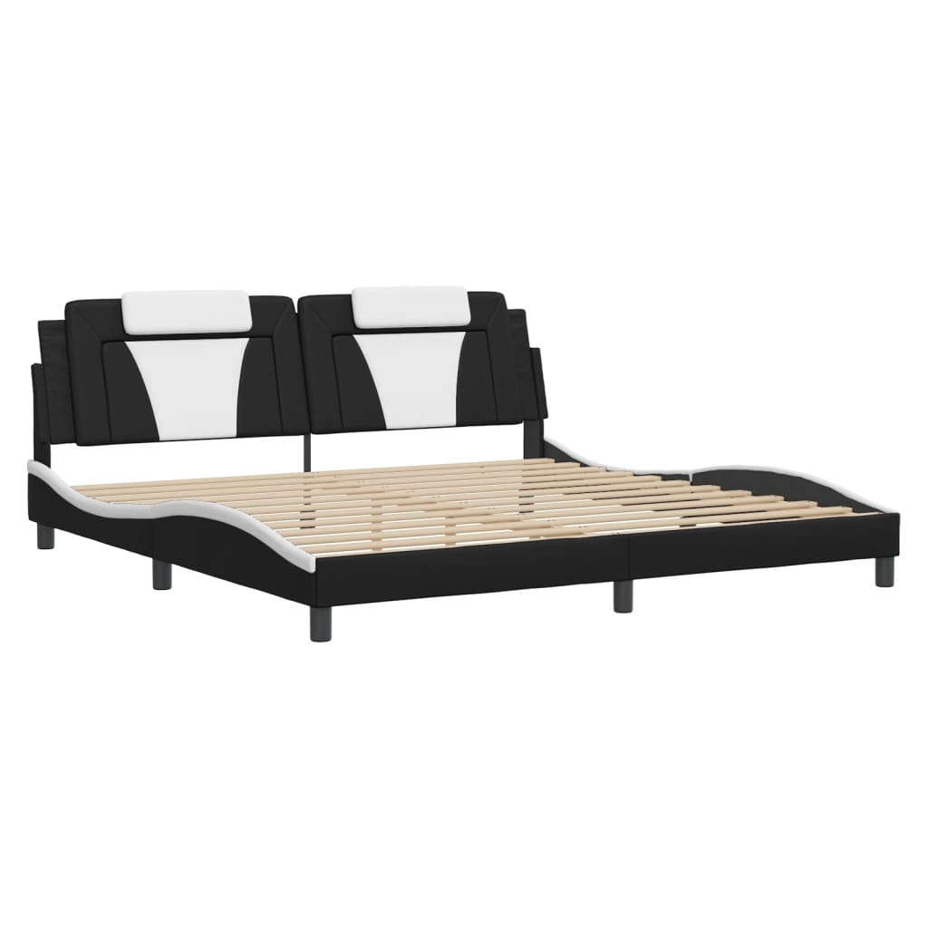 Bedframe Met Hoofdbord Kunstleer 200 x 200 cm Zwart en wit