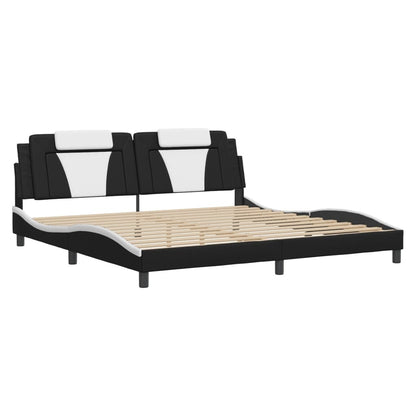 Bedframe Met Hoofdbord Kunstleer 200 x 200 cm Zwart en wit