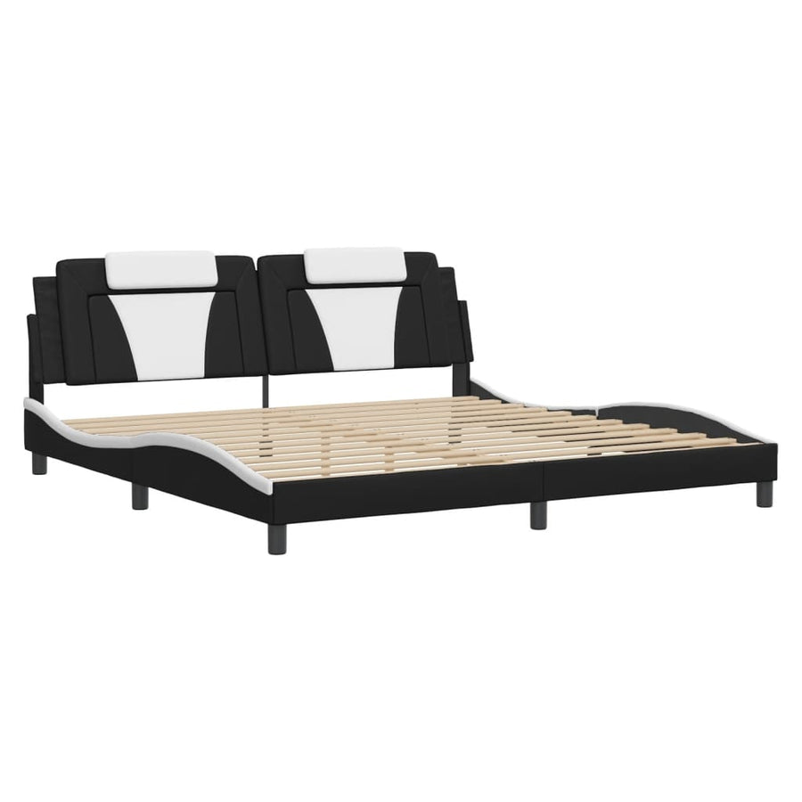 Bedframe Met Hoofdbord Kunstleer 200 x 200 cm Zwart en wit