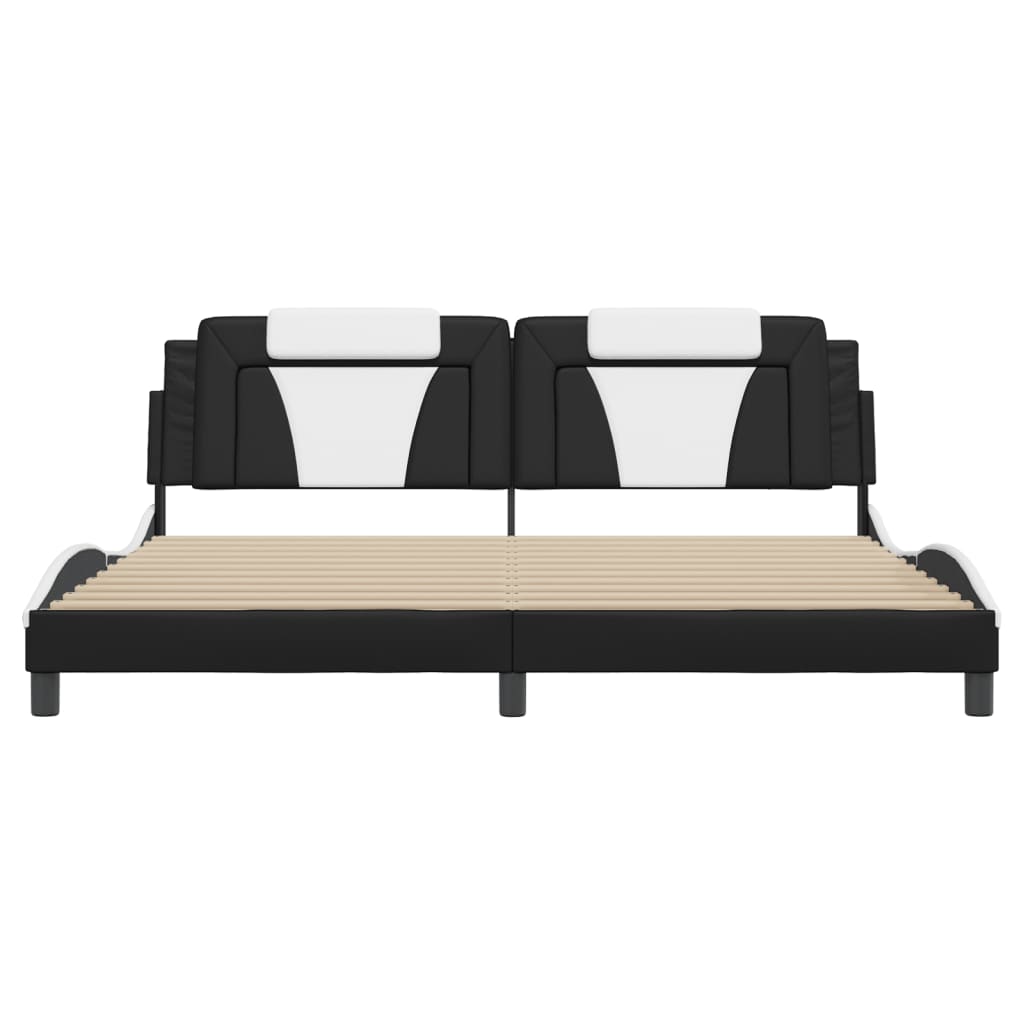 Bedframe Met Hoofdbord Kunstleer 200 x 200 cm Zwart en wit