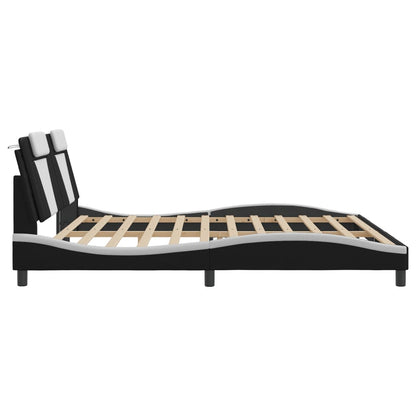 Bedframe Met Hoofdbord Kunstleer 200 x 200 cm Zwart en wit